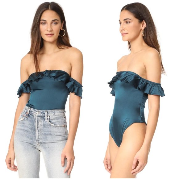 For Love And Lemons Tops - For Love & Lemons Virgo Satin Bodysuit Top